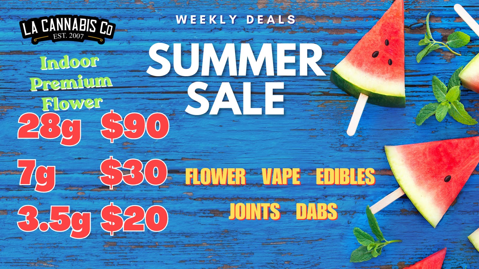 LA Cannabis Co - Los Angeles Stay Calm & Carry the Savings! OZ Specials here!