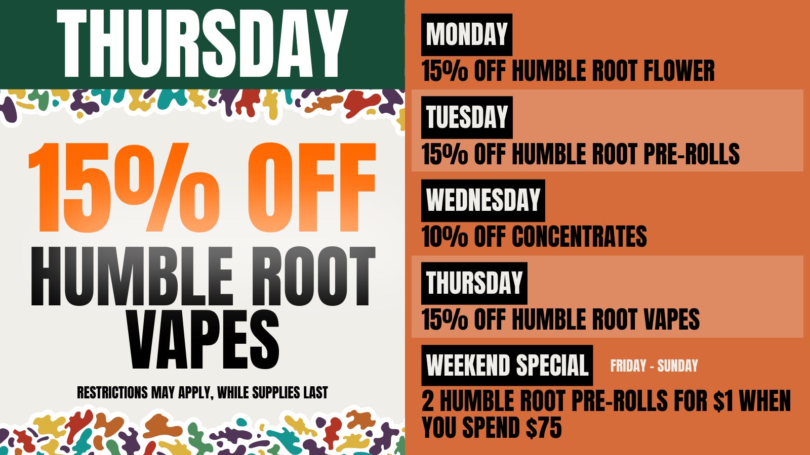 Humble Root Thursday: 15% off Humble Root Vapes