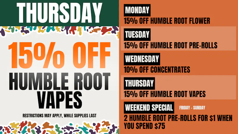 Humble Root Thursday: 15% off Humble Root Vapes