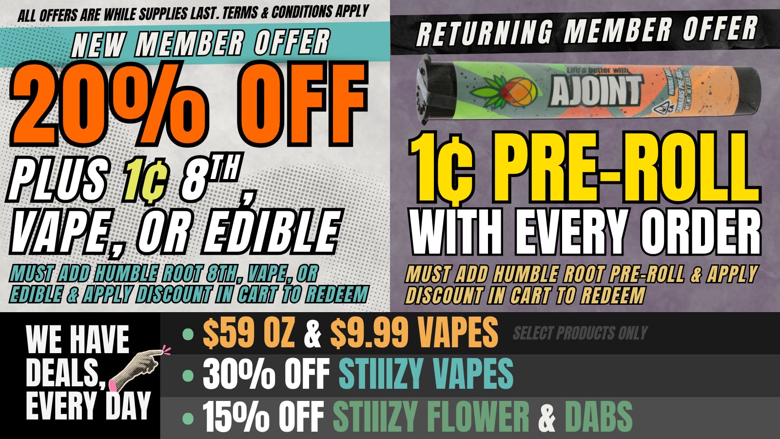 Humble Root Up to 30% Off + 1¢ Vape, 8th, or Edible