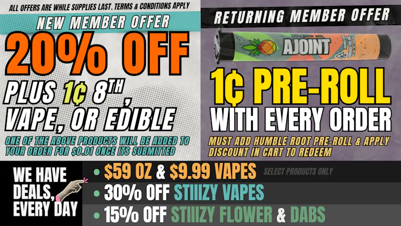 Humble Root Up to 30% Off + 1¢ Vape, 8th, or Edible