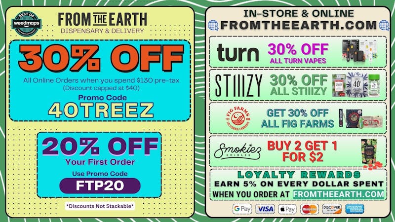 From the Earth – Delivery and Dispensary – Port Hueneme, Ventura County 30% Off Orders & Daily Deals
