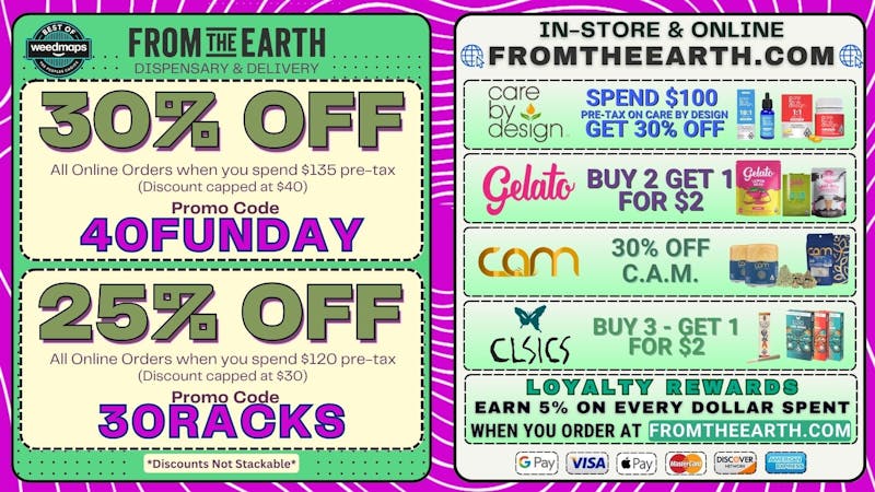 From the Earth – Delivery and Dispensary – Port Hueneme, Ventura County 30% Off Orders & Daily Deals