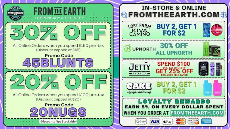 From the Earth – Delivery and Dispensary – Port Hueneme, Ventura County 30% Off Orders & Daily Deals