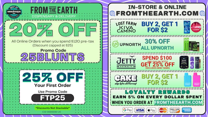 From the Earth – Delivery and Dispensary – Port Hueneme, Ventura County 20% Off Orders & 25% FTP