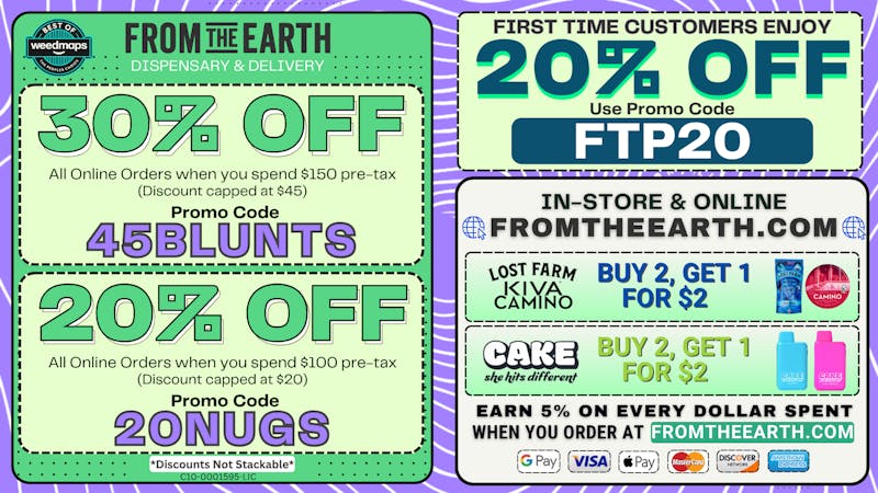From the Earth – Delivery and Dispensary - Tustin 30% Off Orders & 20% Off FTP