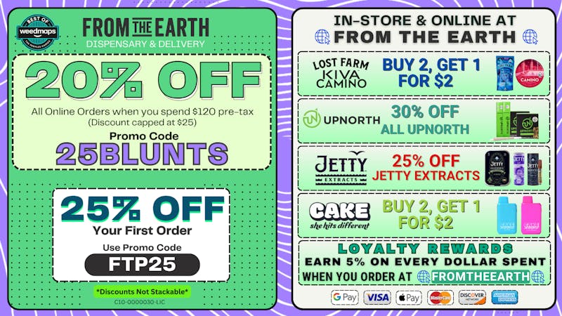 From the Earth – Delivery and Dispensary – Oxnard 20% Off Orders & 25% Off FTP