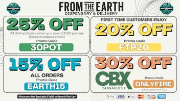 From The Earth 25% Off Orders & 20% Off FTP (MONDAY DEALS)