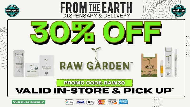 From The Earth 30% OFF ALL RAW GARDEN PRODUCTS