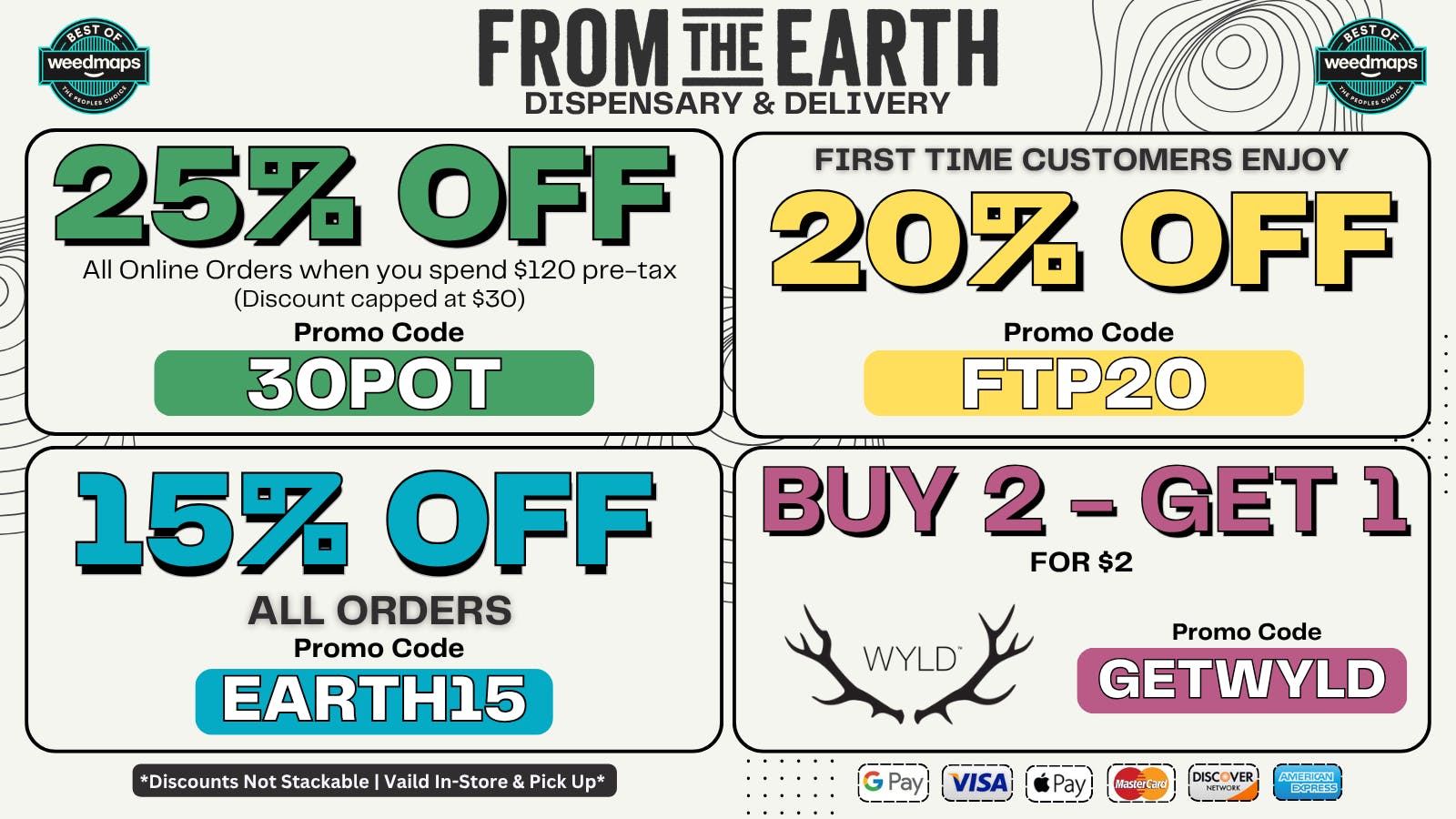 From the Earth – Delivery and Dispensary – Port Hueneme, Ventura County 25% Off Orders & 20% Off FTP (WEDNESDAY DEALS)