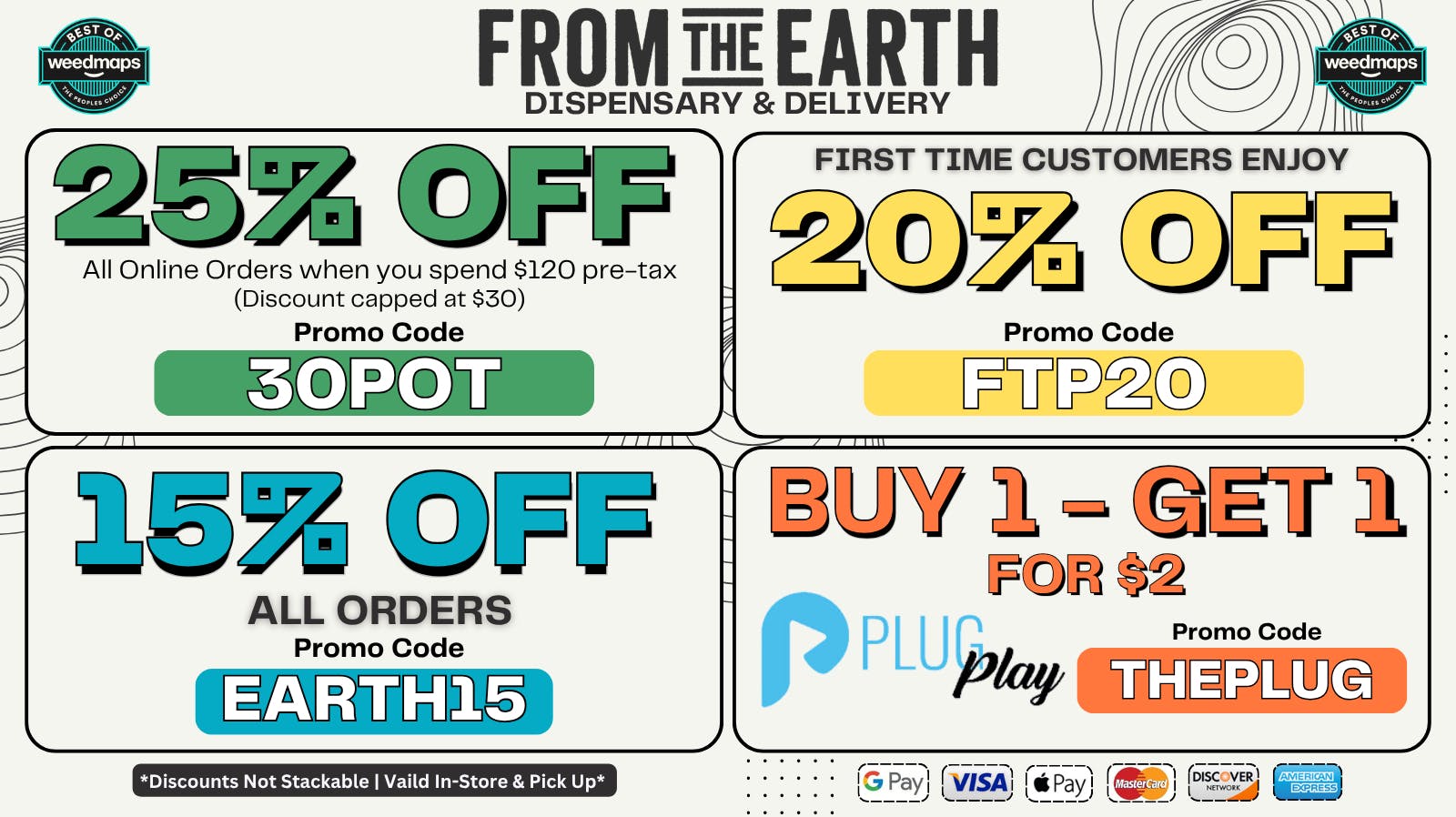 From the Earth – Delivery and Dispensary – Port Hueneme, Ventura County 25% Off Orders & 20% Off FTP (THURSDAY DEALS)