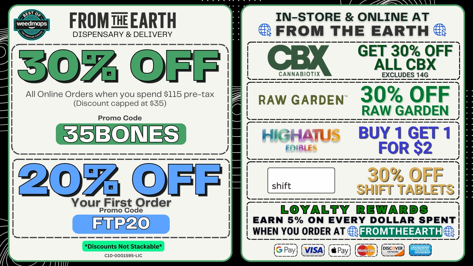 From the Earth – Delivery and Dispensary – Anaheim 30% Off Orders & 20% Off FTP (MONDAY DEALS)