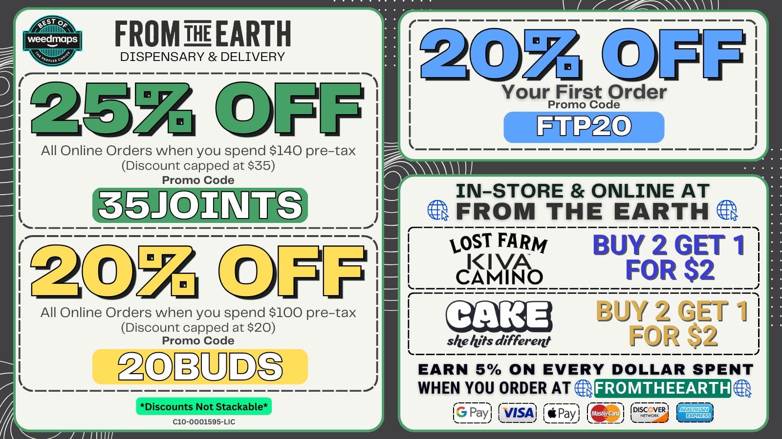From the Earth – Delivery and Dispensary – North Long Beach & Signal Hill 25% Off Orders & 20% Off FTP (TUESDAY DEALS)