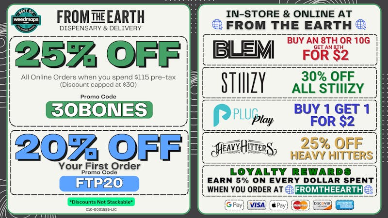 From The Earth - Delivery and Dispensary - Garden Grove 25% Off Orders & 20% Off FTP (THURSDAY DEALS)