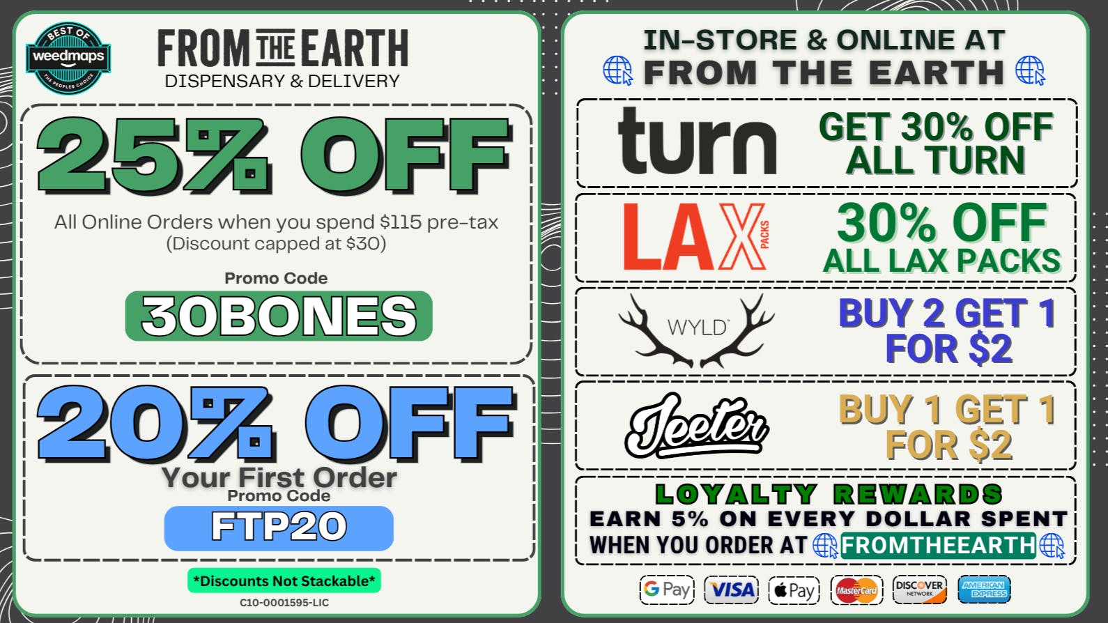 From the Earth – Delivery and Dispensary – Santa Fe Springs / Whittier 25% Off Orders & 20% Off FTP (WEDNESDAY DEALS)