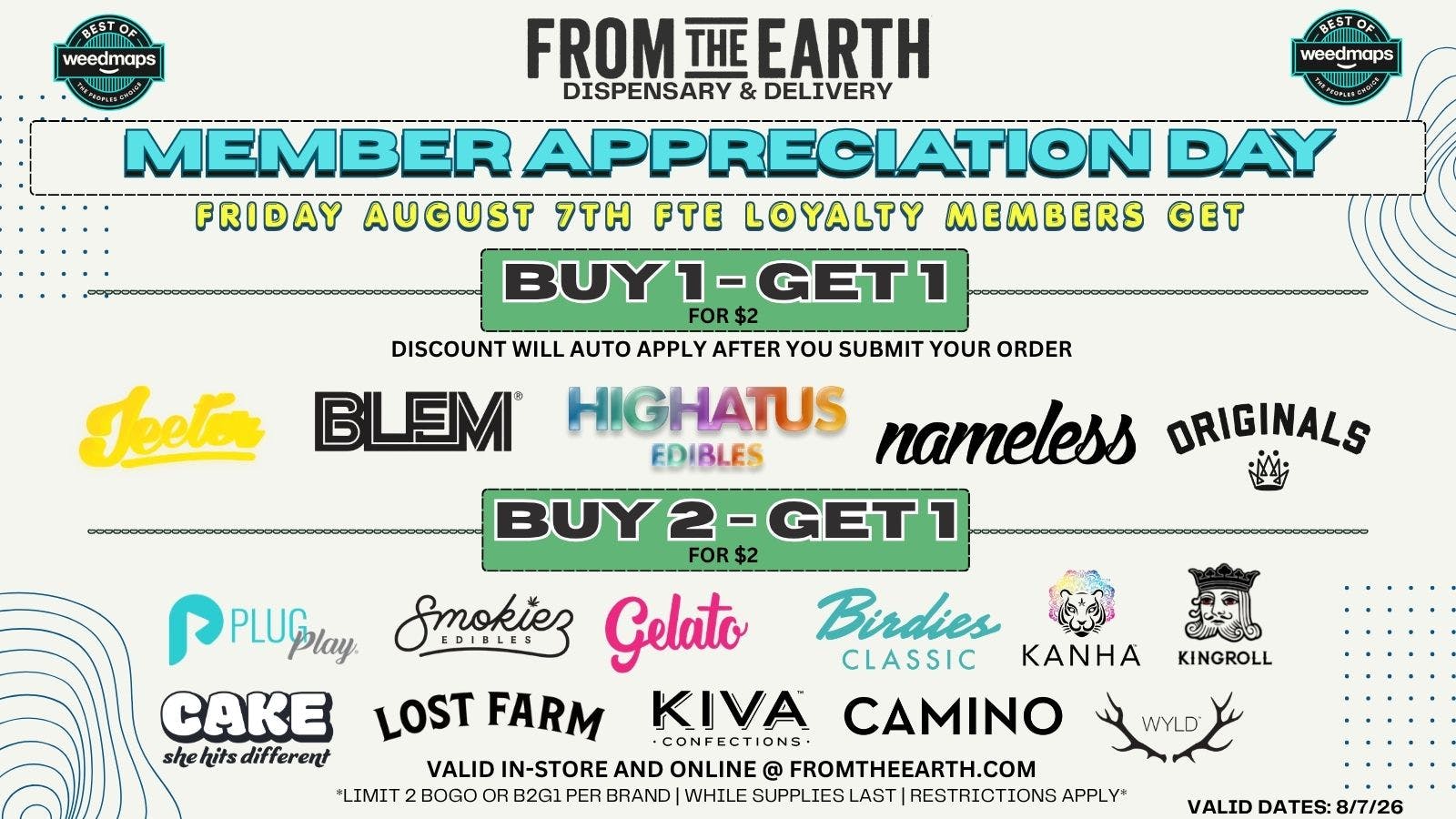 From the Earth – Costa Mesa – Delivery and Dispensary Buy 2 Get 1 on over 10+ Brands - M.A.D.