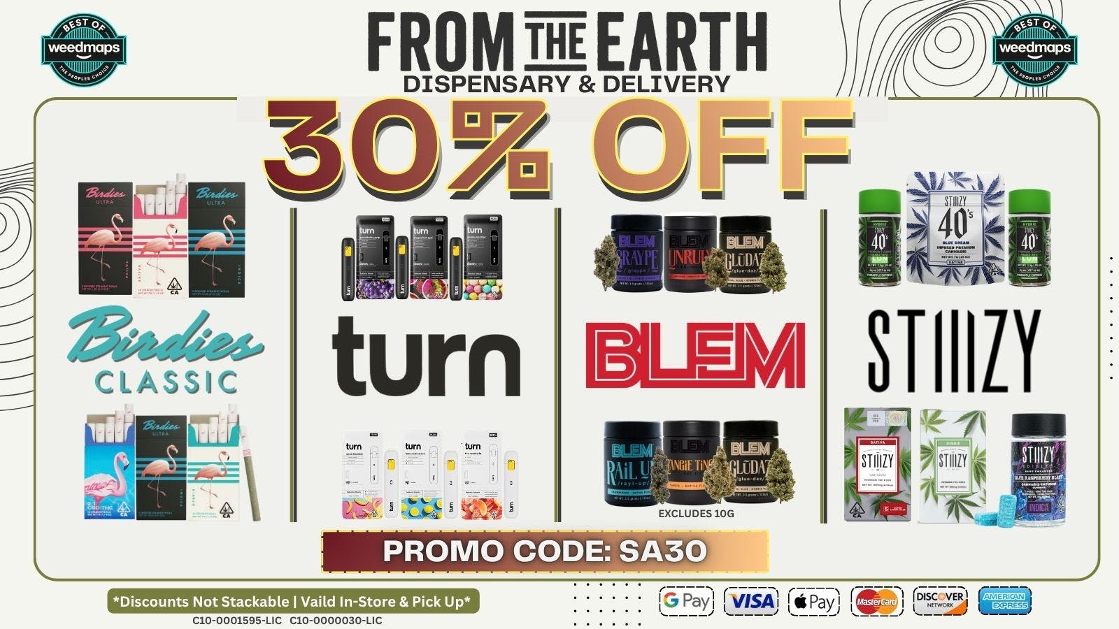 From the Earth - Thousand Oaks - Delivery 30% OFF FOUR SELECT BRANDS (SATURDAY)