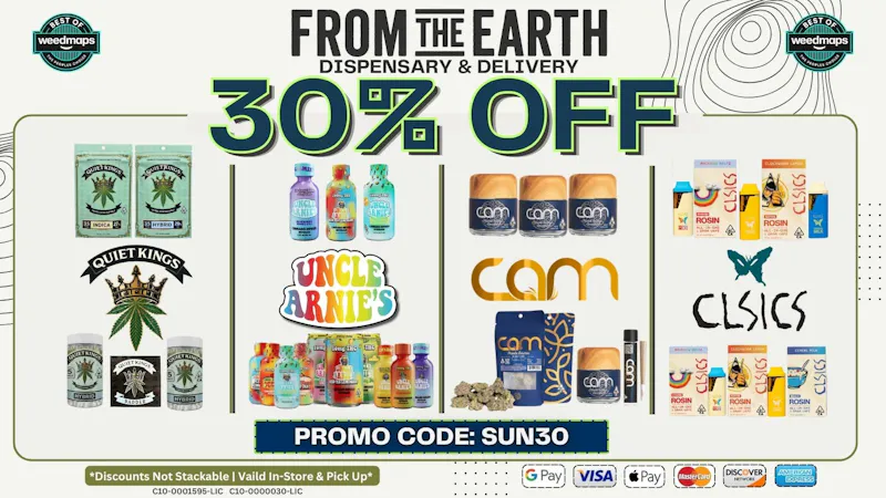 From the Earth - Rancho Santa Margarita – Delivery and Dispensary 30% OFF FOUR SELECT BRANDS (SUNDAYS)