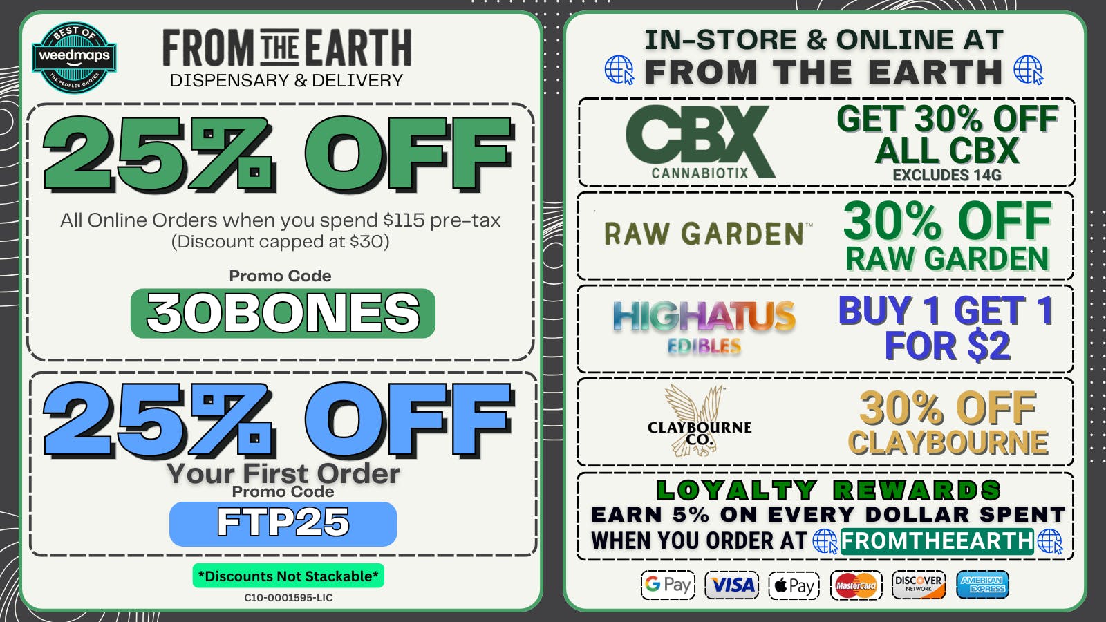 From the Earth – Anaheim Hills / Orange – Delivery and Dispensary 25% Off Orders & 25% Off FTP (MONDAY DEALS)