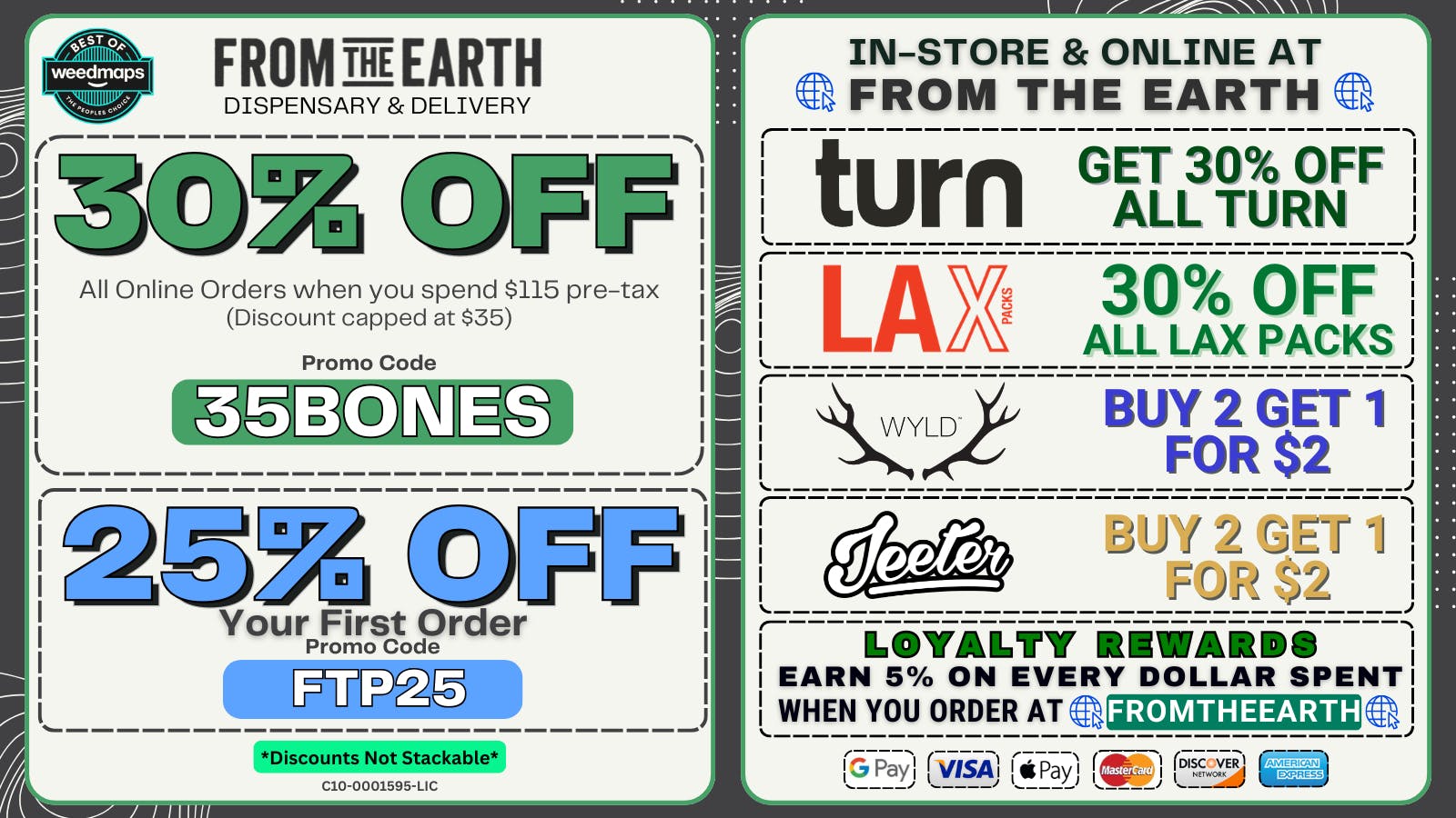 From the Earth – Costa Mesa – Delivery and Dispensary 30% Off Orders & 25% Off FTP (WEDNESDAY DEALS)