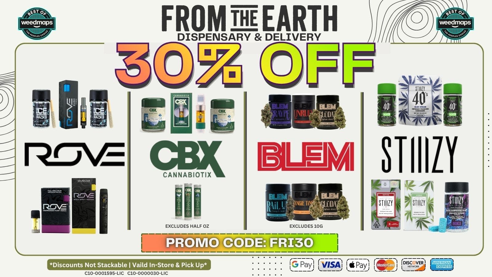 From the Earth – Carpinteria - Delivery and Dispensary (NOW OPEN) 30% OFF FOUR SELECT BRANDS (FRIDAYS)