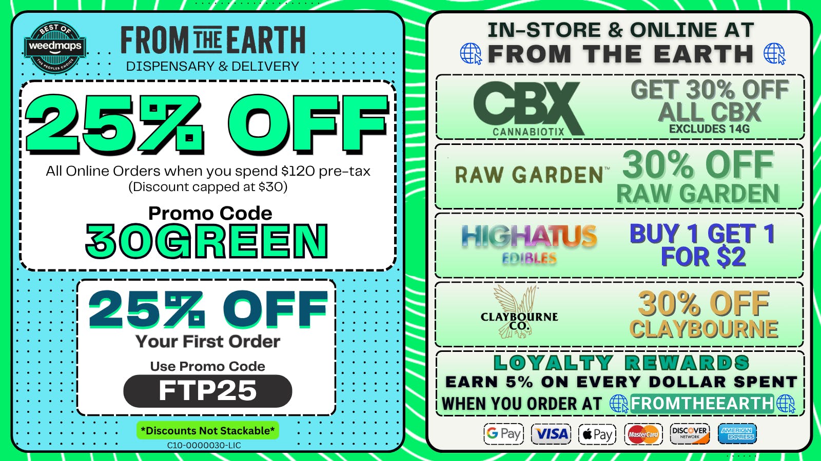 From the Earth – Oxnard – Delivery and Dispensary 25% Off Orders & 25% OFF FTP (MONDAY DEALS)