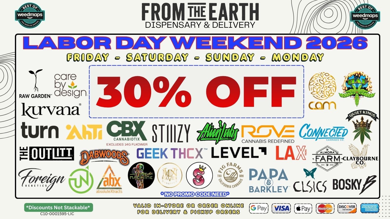 From the Earth - Orange County Santa Ana – Delivery & Dispensary SAVE UP TO 30% on Top Brands - LABOR DAY WEEKEND