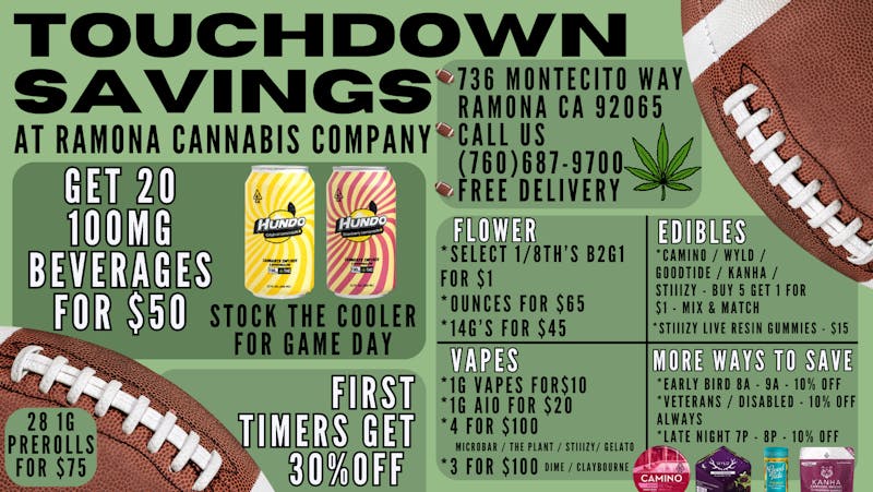 Ramona Cannabis Company TOUCHDOWN SAVINGS