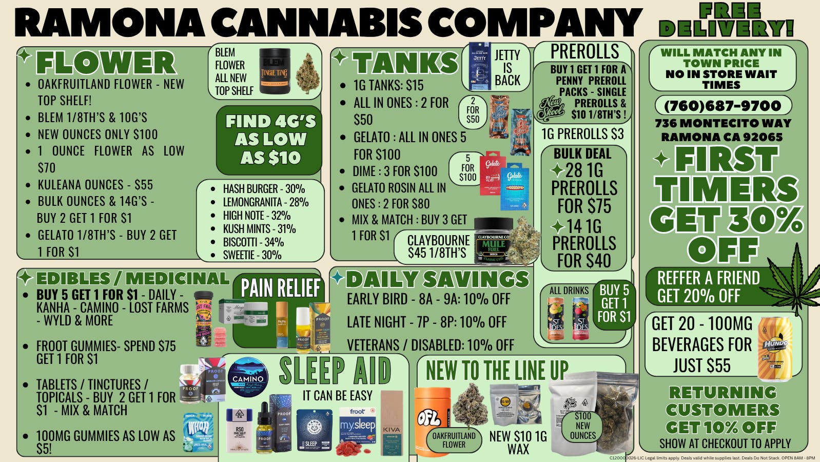 Ramona Cannabis Company EXTRA SAVINGS - CLAIM IN STORE