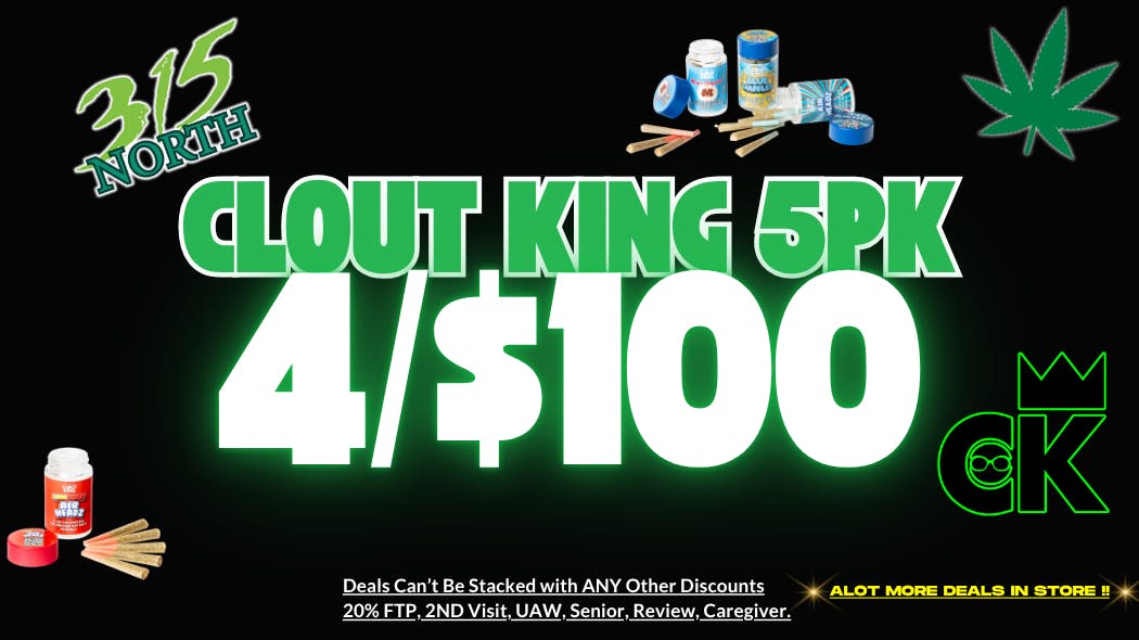 315 North Clout King 5PK Hash Pre-Rolls