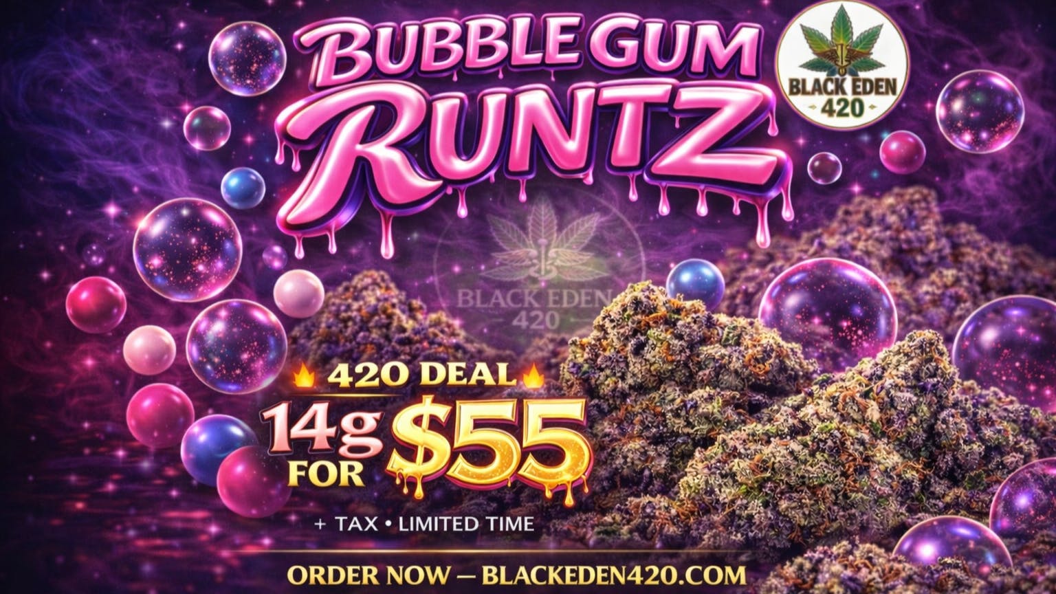 BLACK EDEN 420 420 DEAL Bubble Gum Runtz Half Zip — $55