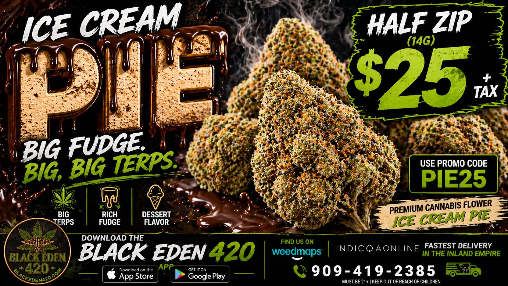 BLACK EDEN 420 ICE CREAM PIE – HALF ZIP DEAL 🍰🔥 $25
