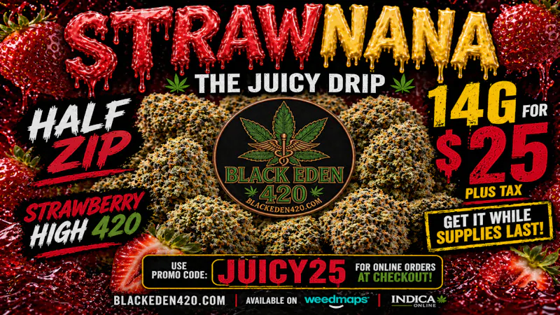 BLACK EDEN 420 🍓 STRAWNANA JUICY DRIP — HALF ZIP STEAL