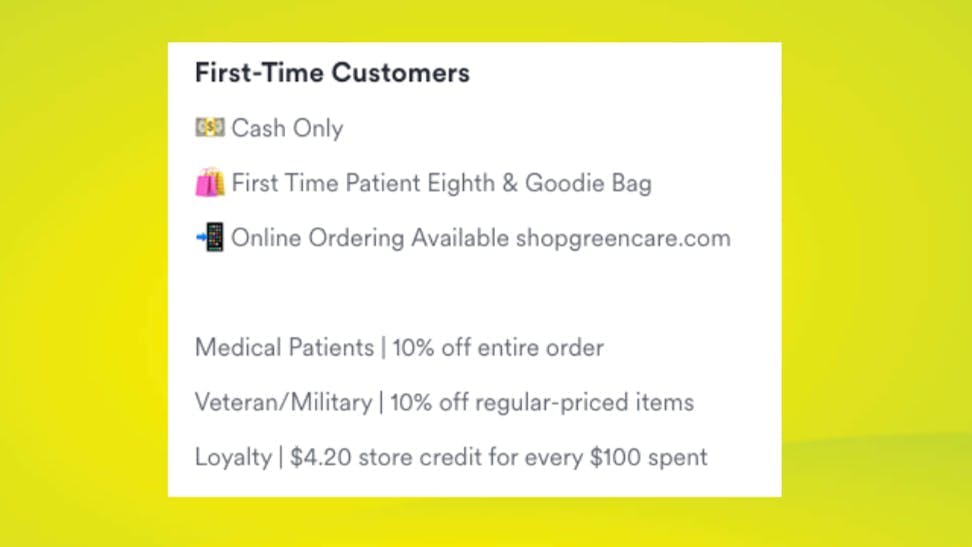 GreenCare Recreational First Time Customer