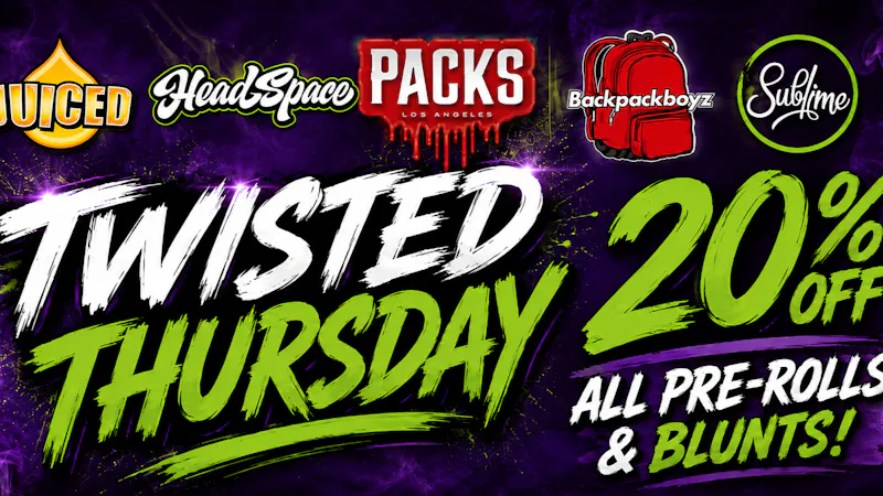 Deliver Me THC TWISTED THURSDAY - 20% OFF PRE-ROLLS