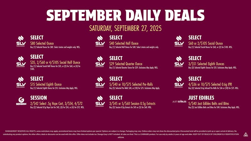 SLV Dispensary SLV Daily Deals September 27