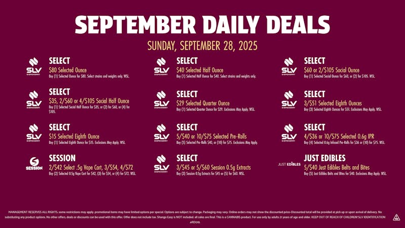 SLV Dispensary SLV Daily Deals September 28