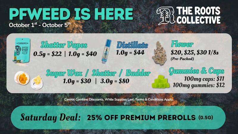 The Roots, Midtown Saturday 10/4 – PFWeed + $6 Prerolls