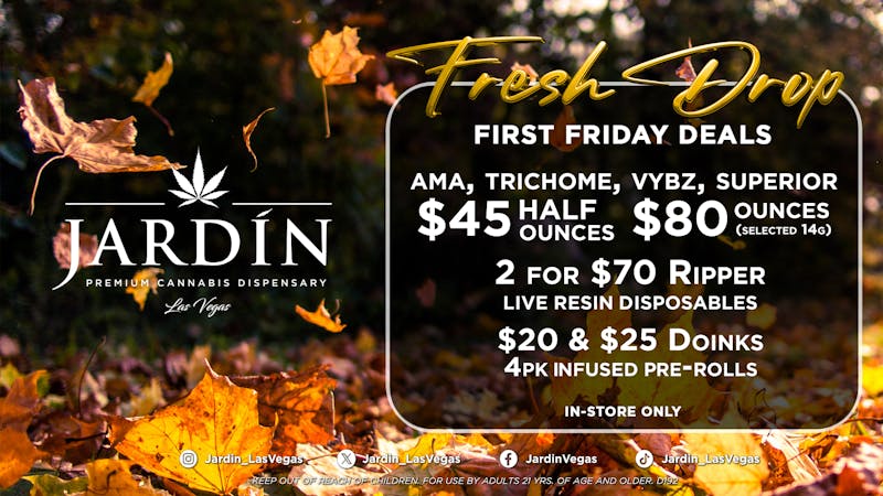 Jardín Premium Cannabis Dispensary First Friday Deals 10/03