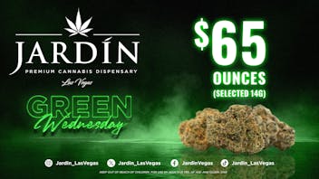 Jardín Premium Cannabis Delivery (No Delivery to Hotels & Casinos) - East LV Green Wednesday $65 Ounces