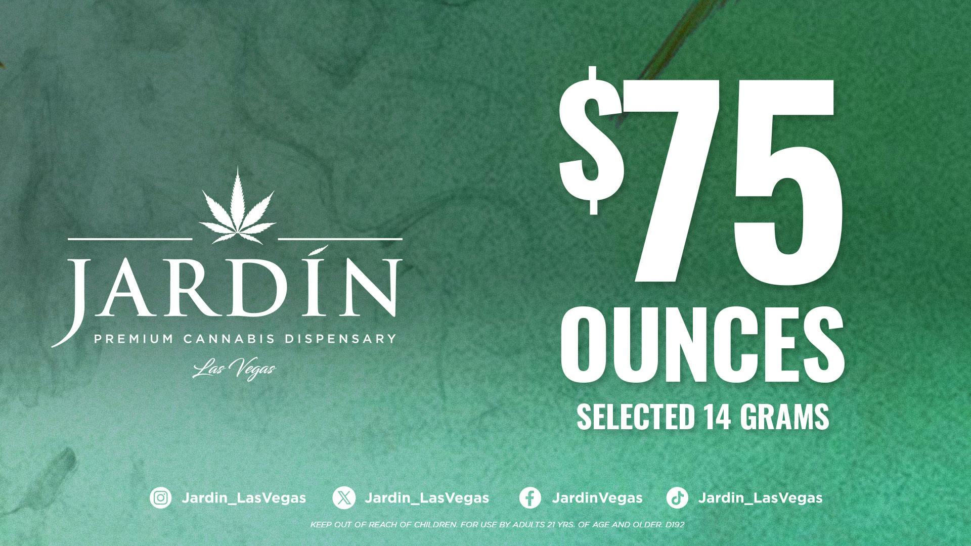 Jardín Premium Cannabis Delivery (No Delivery to Hotels & Casinos) - East LV $75 Selected Ounces