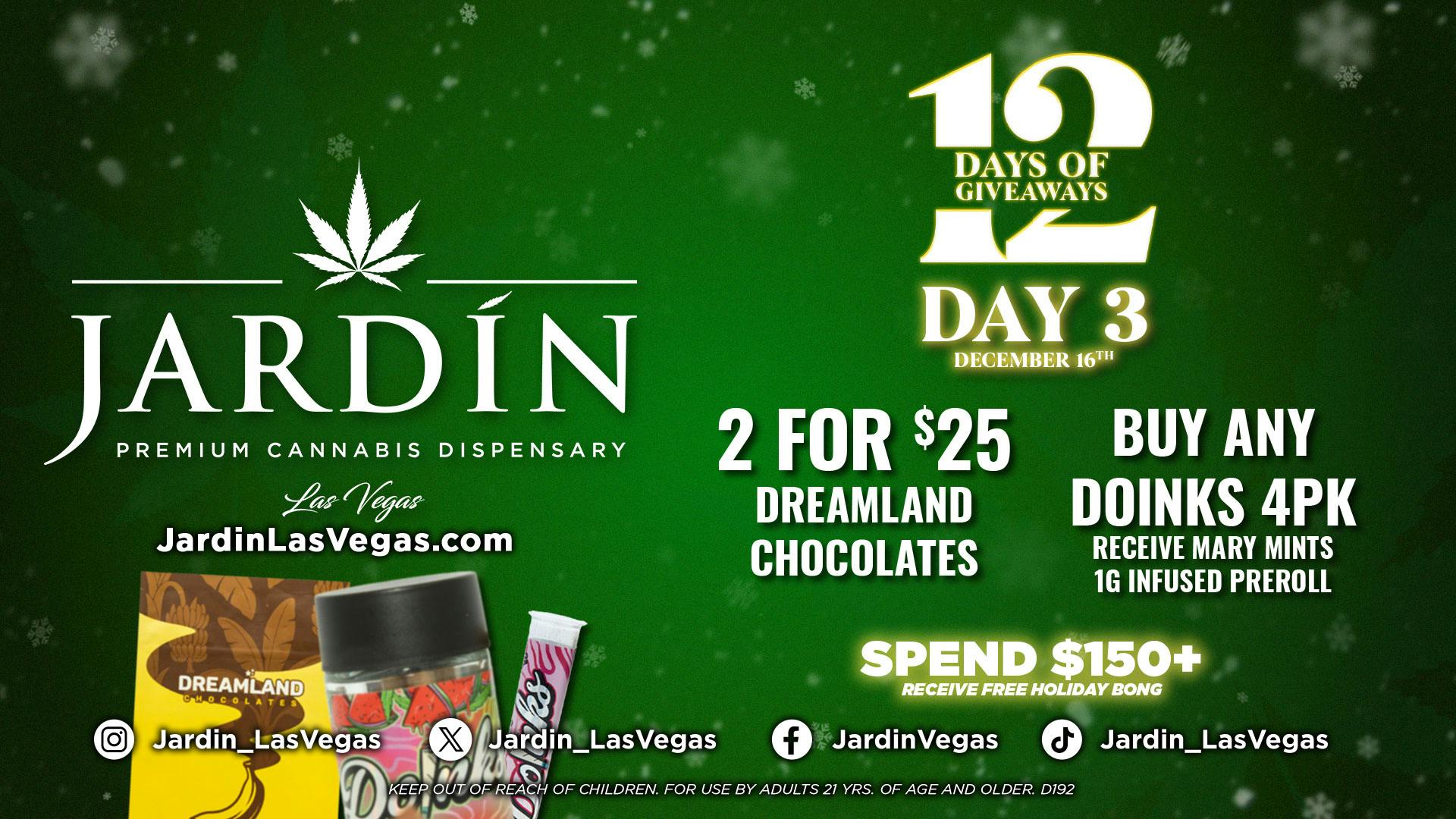 Jardín Premium Cannabis Delivery (No Delivery to Hotels & Casinos) - East LV 12 DAYS OF GIVEAWAYS - DAY 3