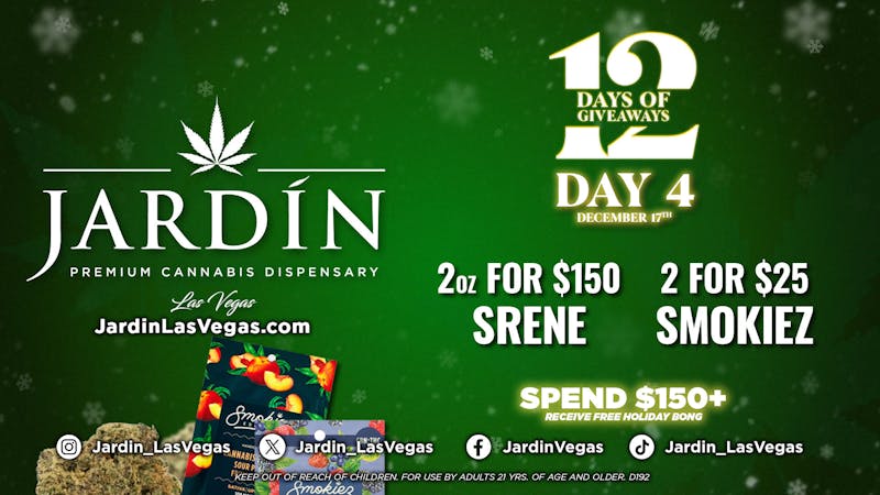 Jardín Premium Cannabis Delivery (No Delivery to Hotels & Casinos) - East LV 12 DAYS OF GIVEAWAYS - DAY 4