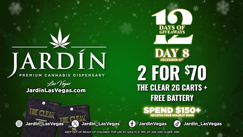 Jardín Premium Cannabis Delivery (No Delivery to Hotels & Casinos) - East LV 12 DAYS OF GIVEAWAYS - DAY 8