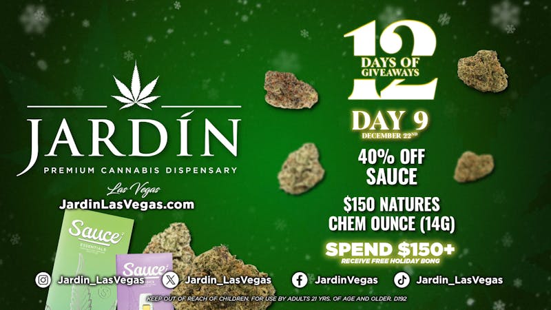 Jardín Premium Cannabis Delivery (No Delivery to Hotels & Casinos) - East LV 12 DAYS OF GIVEAWAYS - DAY 9