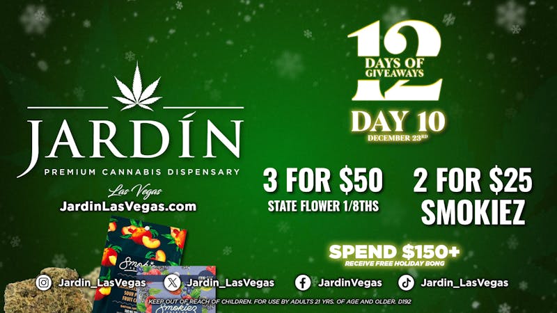 Jardín Premium Cannabis Delivery (No Delivery to Hotels & Casinos) - East LV 12 DAYS OF GIVEAWAYS - DAY 10