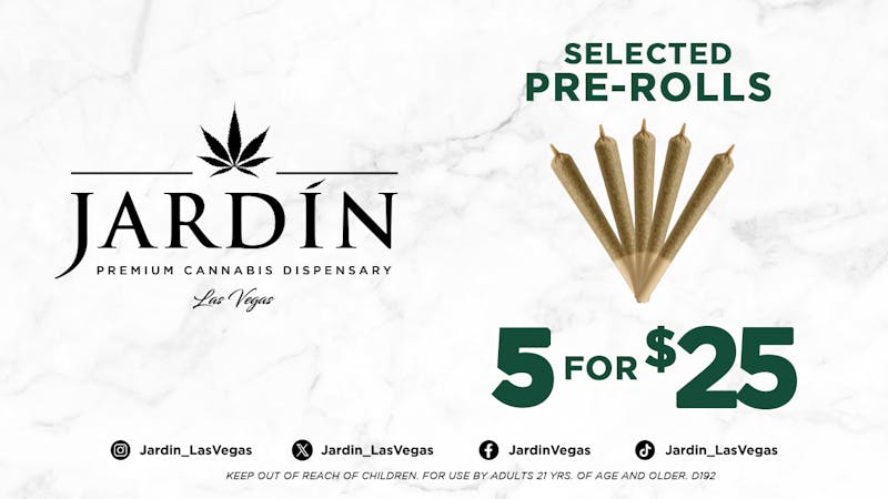 Jardin Premium Cannabis Delivery (No Delivery to Hotels & Casinos) - The Strip 5 for $25 Selected Prerolls