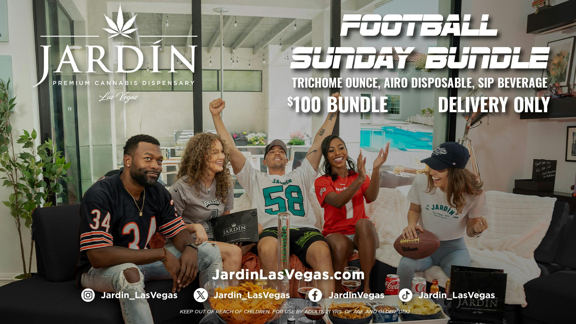 Jardin Premium Cannabis Delivery (No Delivery to Hotels & Casinos) - West LV $100 Bundle (Trichome Oz, Airo Disposable + SIP)