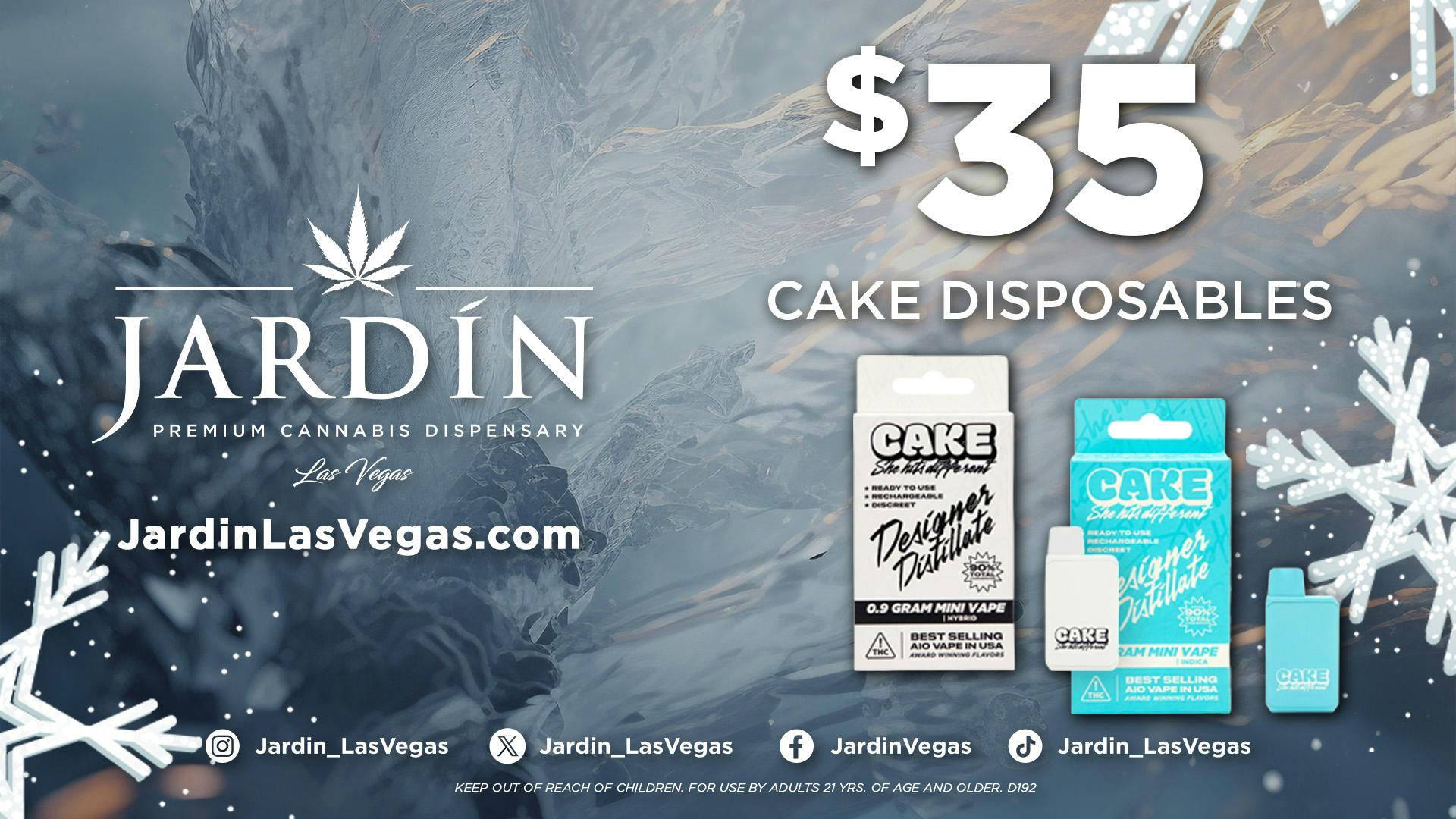 Jardín Premium Cannabis Delivery (No Delivery to Hotels & Casinos) - East LV $35 CAKE 900mg Disposables
