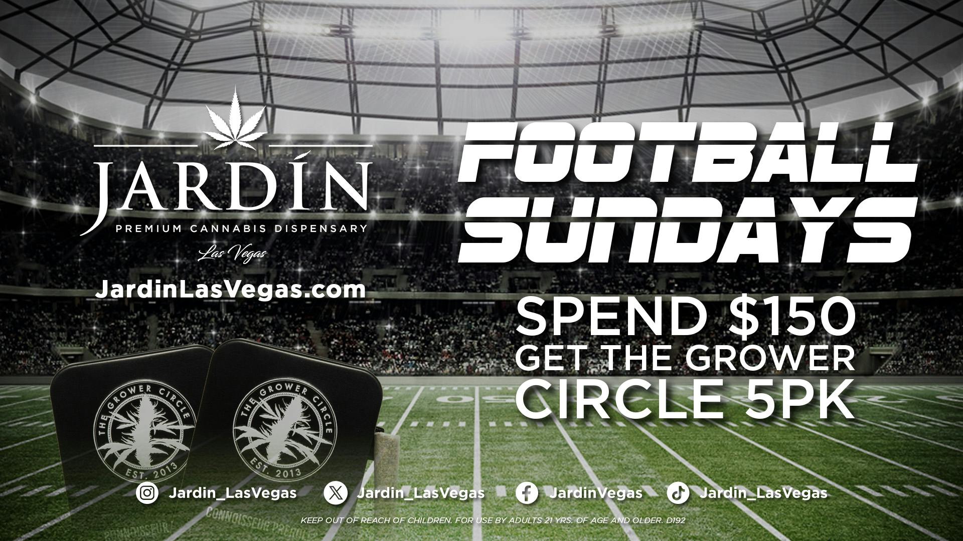 Jardín Premium Cannabis Delivery (No Delivery to Hotels & Casinos) - East LV DELIVERY ORDERS $150+ RECEIVE TGC PREROLL PACK